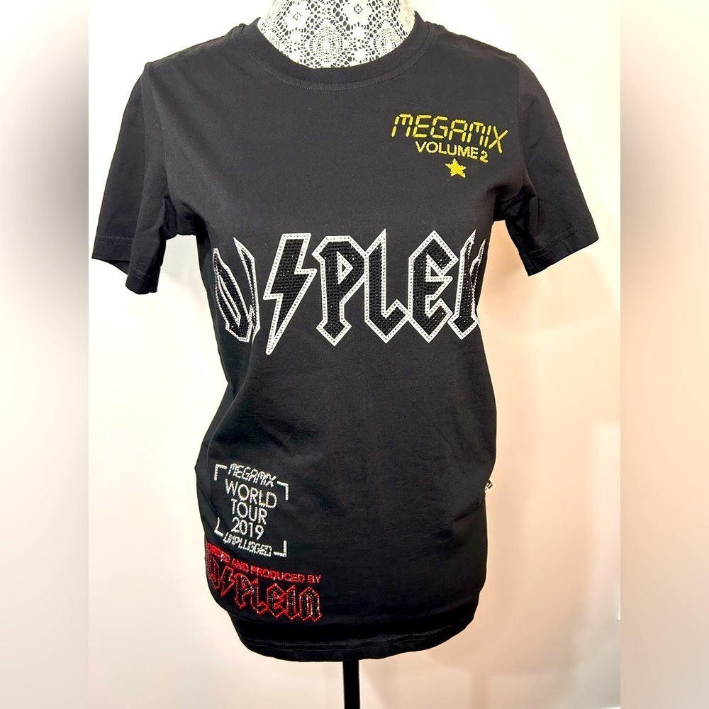 **HOST PICK** Phillip Plein DJ Plein crystal embellished black t shirt medium